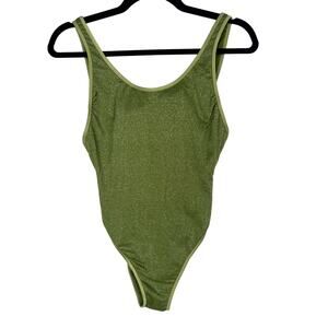 Fe Noel x Target S Green Metallic High Leg Cheeky One Piece Swimsuit Low Back